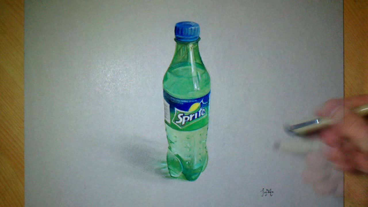 Drawing realistic 3D 'Sprite' bottle