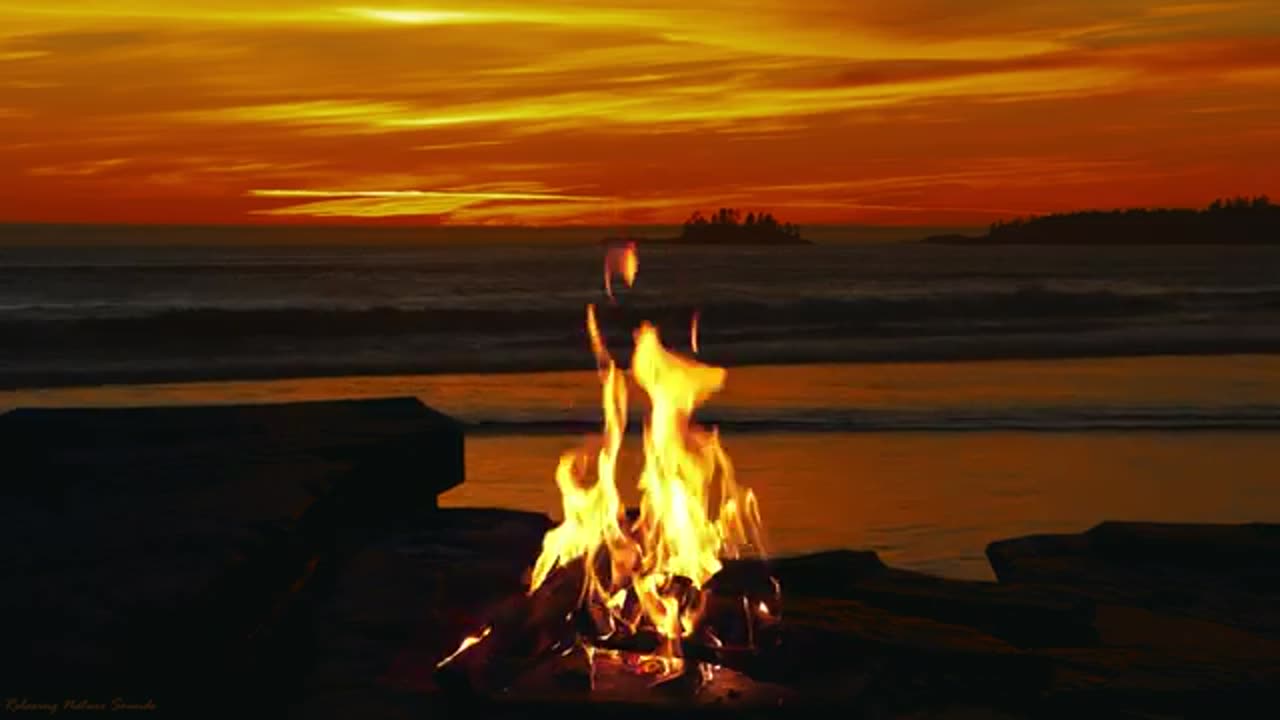 beach and campfire sound relaxing - campfire relax