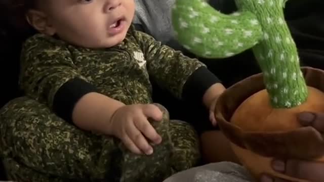 The Talking Cactus is a mystery to our babies! 😂