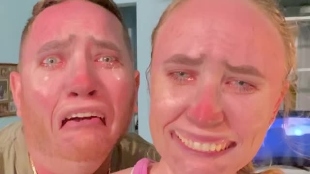 Funny crying filter with the wife