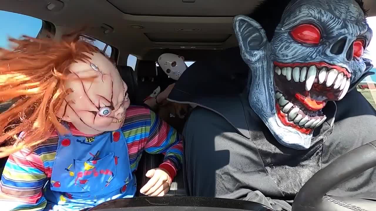 Chucky Surprises Vampire & Puppy with Dancing Car Ride!