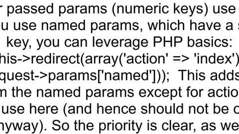 CakePHP set redirect parameters using an array