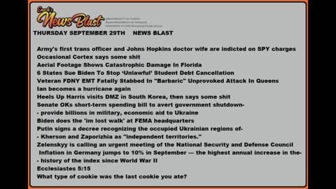 Thursday, September 29, 2022 News Blast #Enoch #NewsBlastReading #NBR