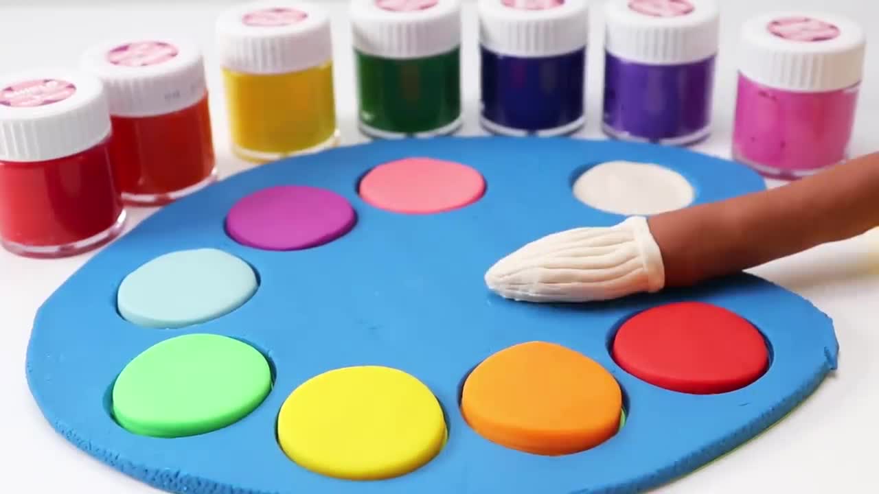 DIY How to Make Rainbow Art Palette and Color Brush with Play Doh 미술 팔레트 만들기 레인보우 플레이도우 만들기 #1