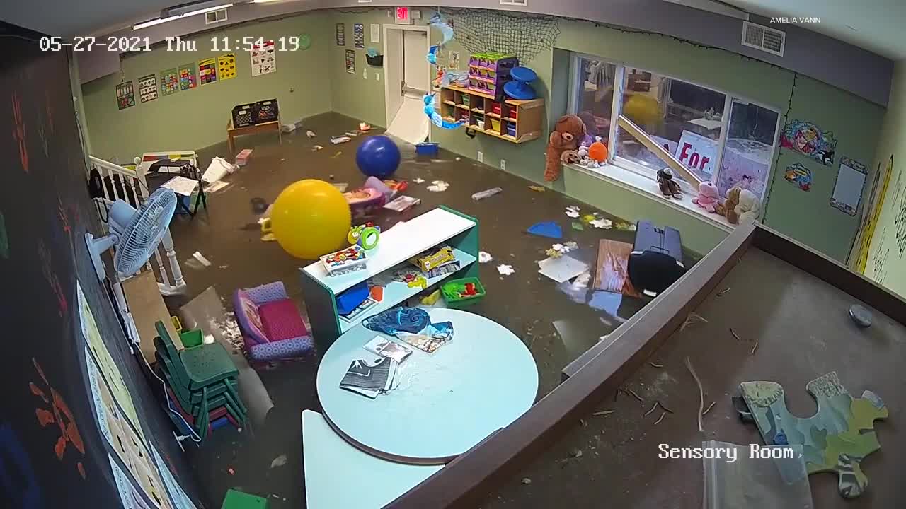 Daycare Facility's Classroom Gets Flooded During Storm