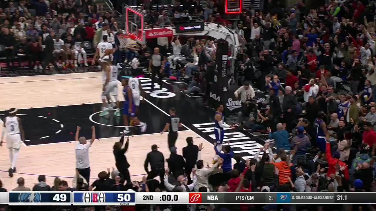 NBA - James Harden beats the 2Q buzzer from deep 🎯 Clippers-Timberwolves