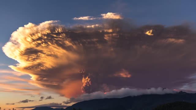 Clouds that seem to erupt.