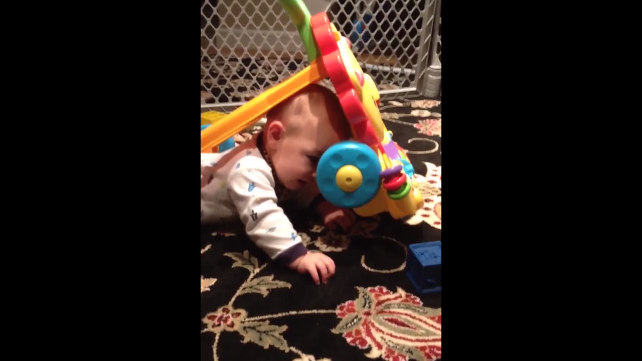 Funny Baby's Reaction When Stuck Crazy Thing #4 Funny Baby and Pet