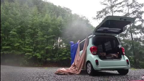 The importance of camping rain in hot summer. It's really cool to have a rain