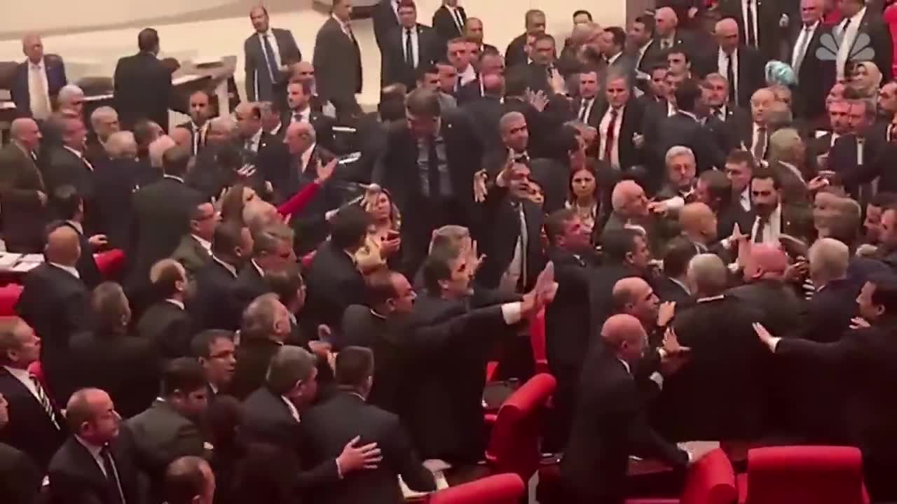 Fists Fly As Lawmakers Brawl In Turkish Parliament | NBC News