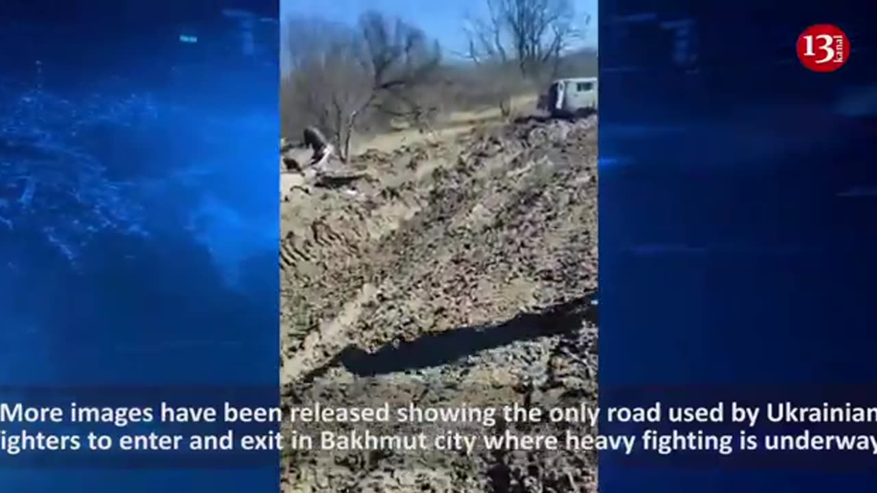 Footage from the only road used by Ukrainian army to enter Bakhmut