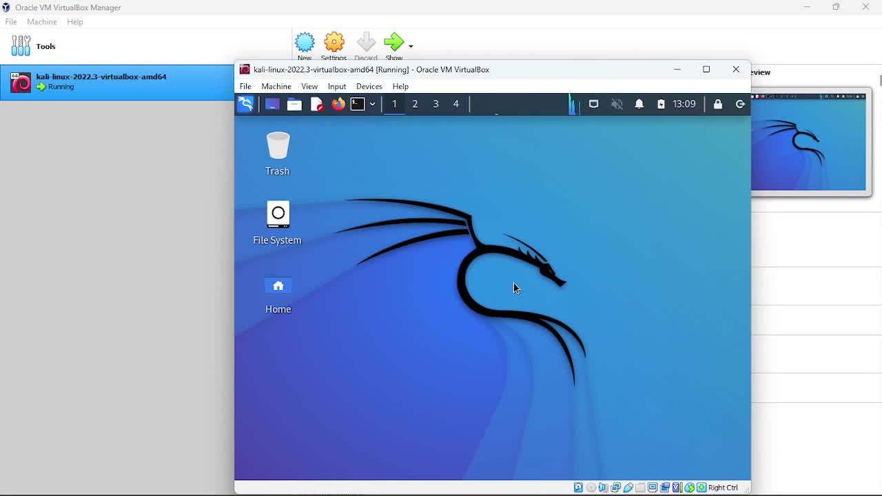 Installing kali linux in virtual box