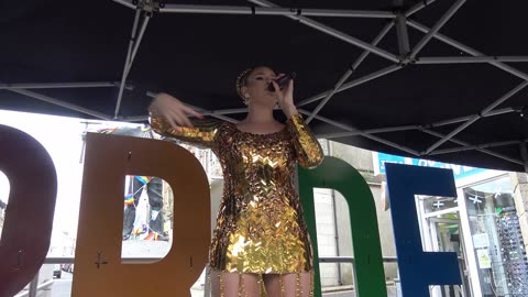 Redruth Gay LGBTQIA+ Pride Cornwall England. Scarlet Von B Singer 21st July 2022.