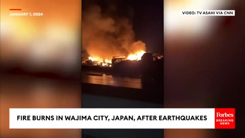 Fire Burns In Wajima City, Japan, After Earthquakes
