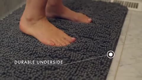 Soft Absorbent Plush Bath Rug Mat, Microfiber Dries Quickly, Luxury Chenille Shaggy Machine Washable