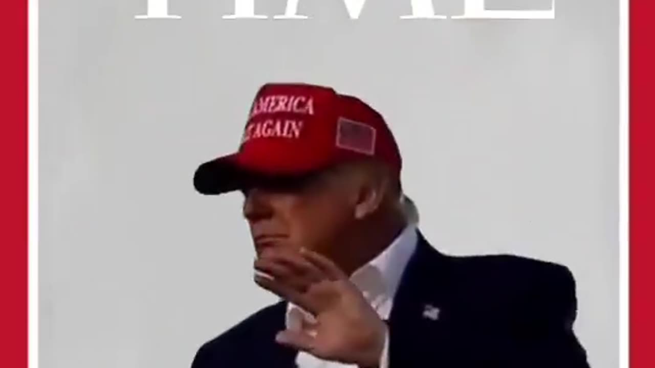 Trump walking onto Times Man of the Year cover