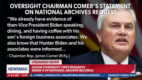 HUGE: James Comer Demands National Archives Release Biden's VP Records