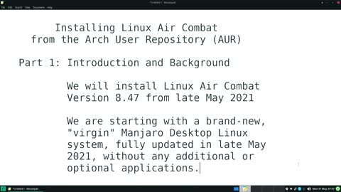 Installing Linux Air Combat from Arch User Repository Part 1 of 7