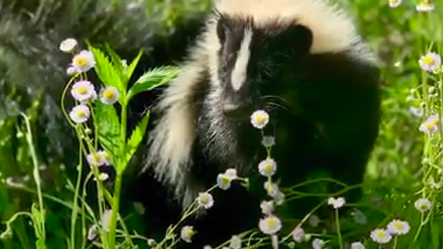 the poor wounded skunk was rescued by the woman and cared for until it grew up