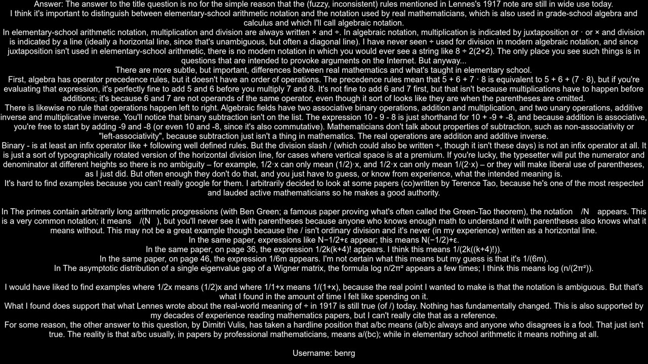 Did the precedence of operations in arithmetic change since 1917