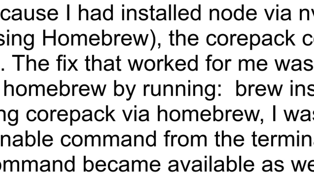 macOS Command not found corepack when installing Yarn on Node v1701