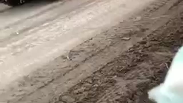 Burning Russian APC After it Hit a Mine