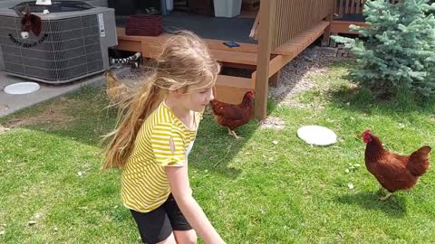 Liberty (6) Catches Her First Chicken