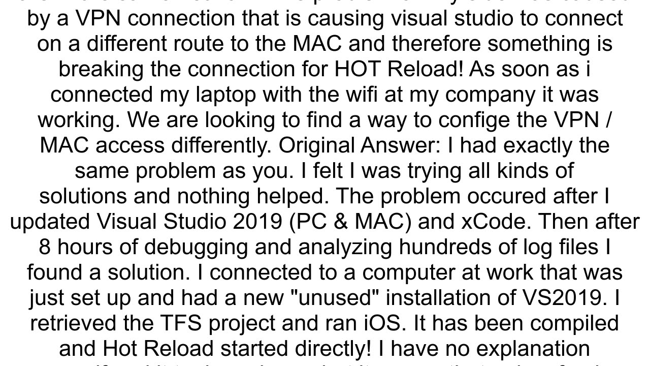 Xamarin Forms XAML Hot Reload encountered a problem and failed to start