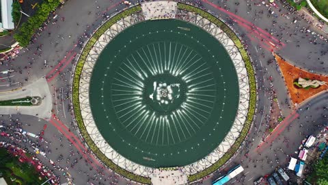 Un Beau Parc Avec Fontaine D'eau Vue à Vol D'oiseau