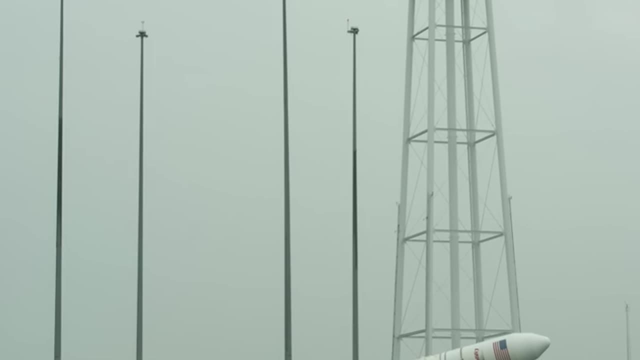 Antares rocket raised on launch pad
