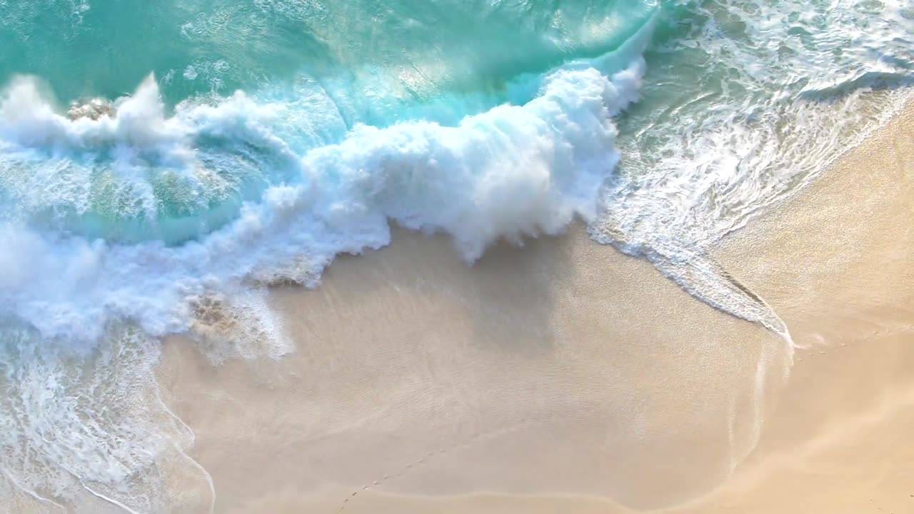 Wave Crashing on a Tropical Beach [Free Stock Video Footage Clips]