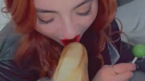 Sexy redhair friend likes bread