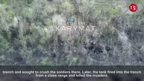 The Ukrainian tank destroyed the area occupied by the Russians