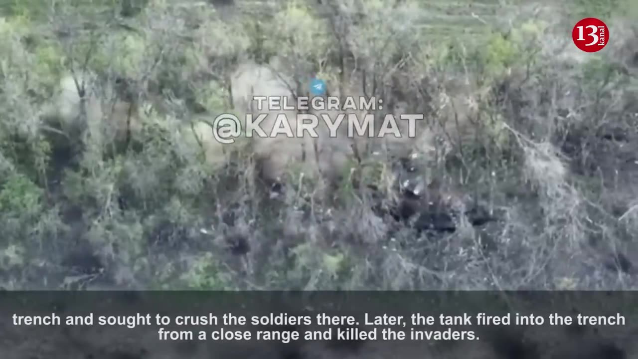 The Ukrainian tank destroyed the area occupied by the Russians