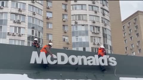Kazakhstan began to dismantle McDonald's logos from restaurant buildings
