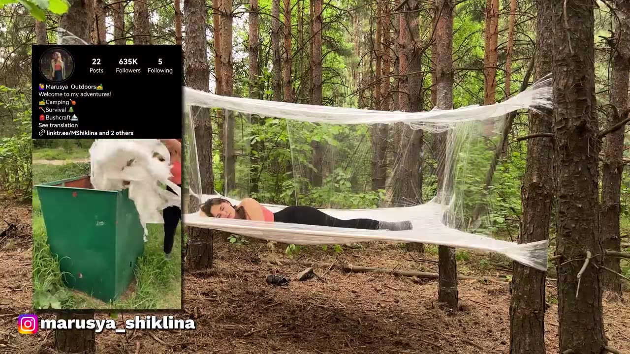 Solo Camping Girl/ Plastic Film Hammock Tent ASMR