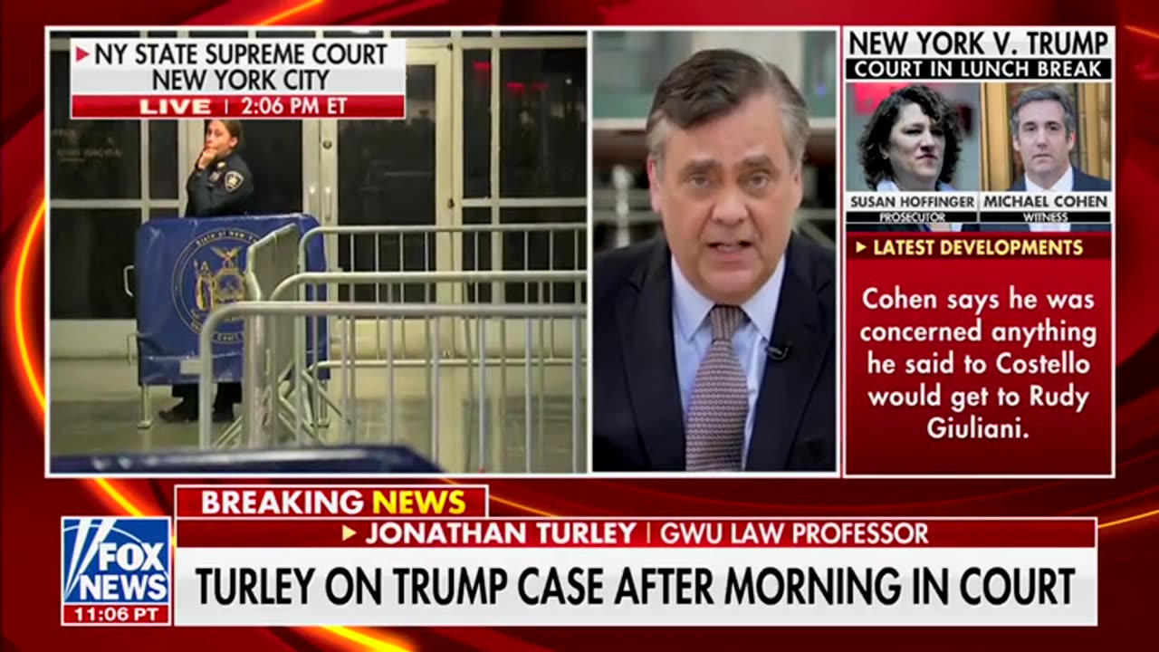Turley Says Prosecutors Are Relying On Cohen's 'Failure' As Lawyer In Order To Convict Trump
