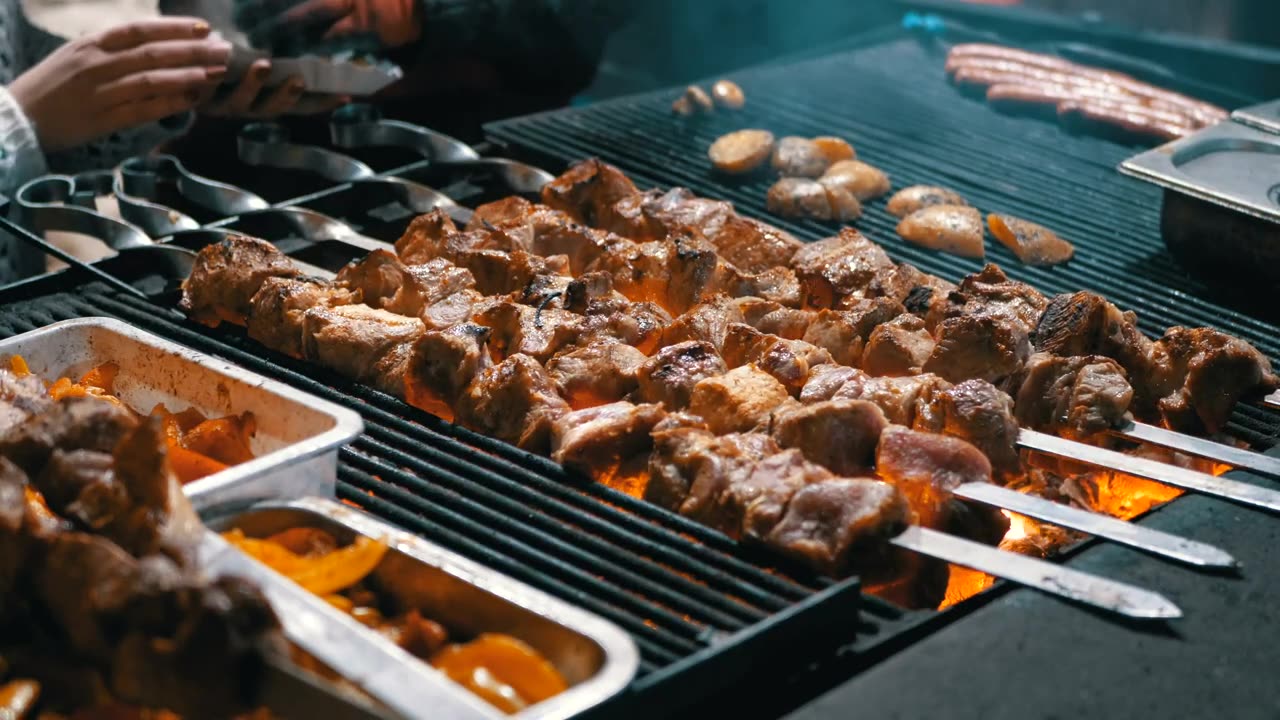 Grilling meat on the street