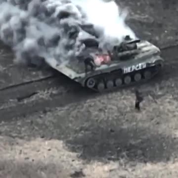 Russians Bail as Their Tank Detonates