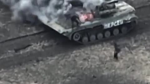 Russians Bail as Their Tank Detonates