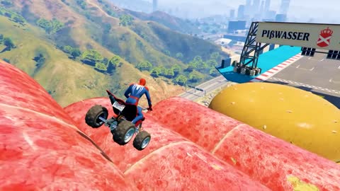 GTA V Epic New Stunt Race For Car Racing Challenge by Quad Bike, Cars and Motorcycle, Spider Shark2