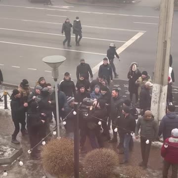 In Alma-Ata, where protests resumed this morning, protesters attacked a security officer and took