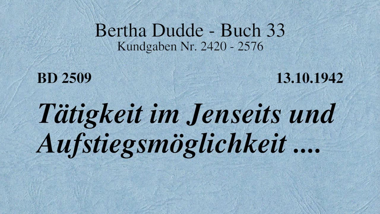 BD 2509 - TÄTIGKEIT IM JENSEITS UND AUFSTIEGSMÖGLICHKEIT ....