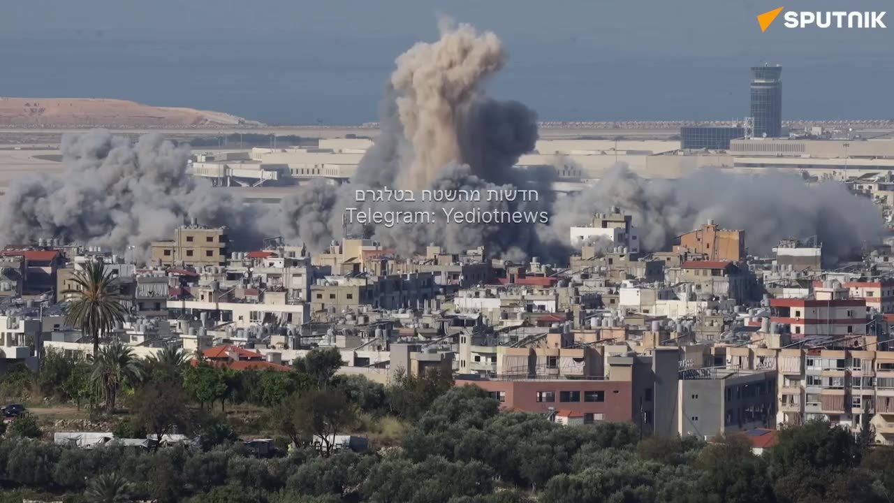 Crazy footage of an IDF attack on Hezbollah target near the airport in Beirut a