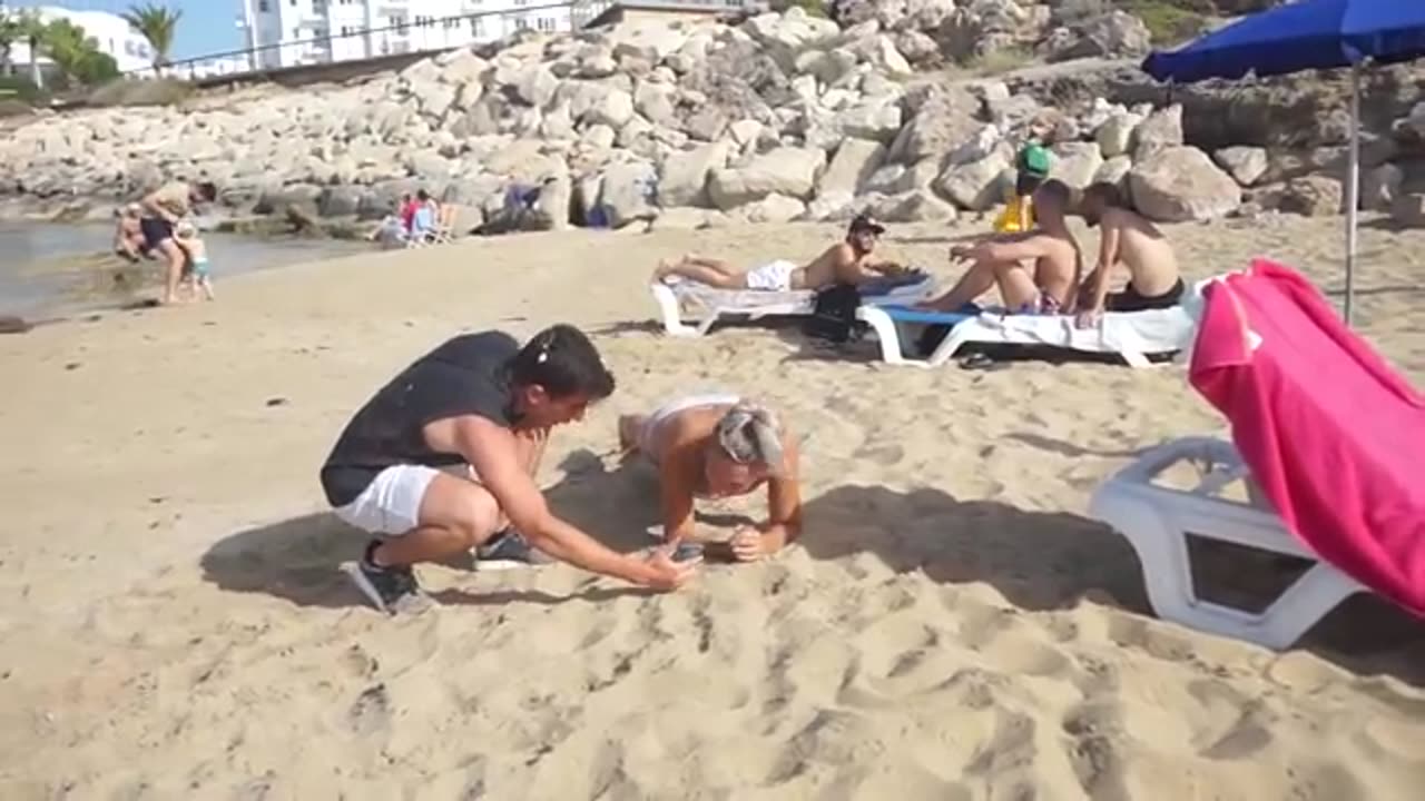 Challenge with HOT girls in the beach