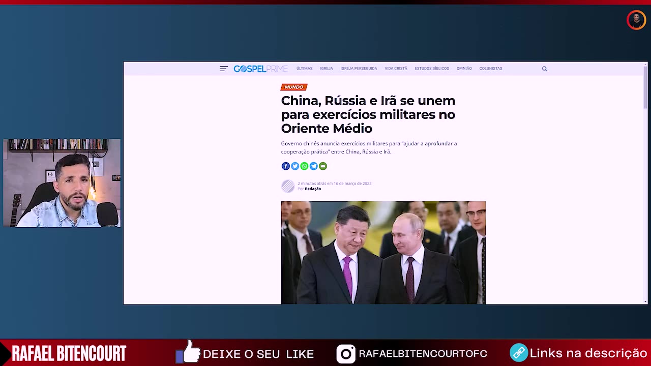 "Jornal diz que o MUNDO PODE MUDAR" - Xi Jinping na Rússia e TRUMP PRESO - by Rafael Bitencourt