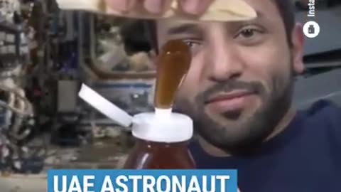 A UAE Astronomer Making Honey Sandwich in Space