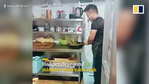 Chinese chef’s amazing food-tossing skills go viral onli