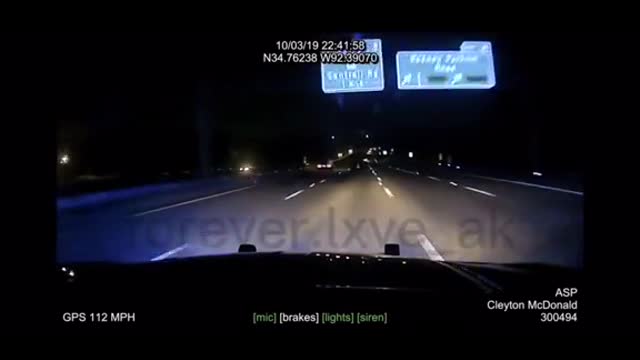 Mustang goes dark during police chase.