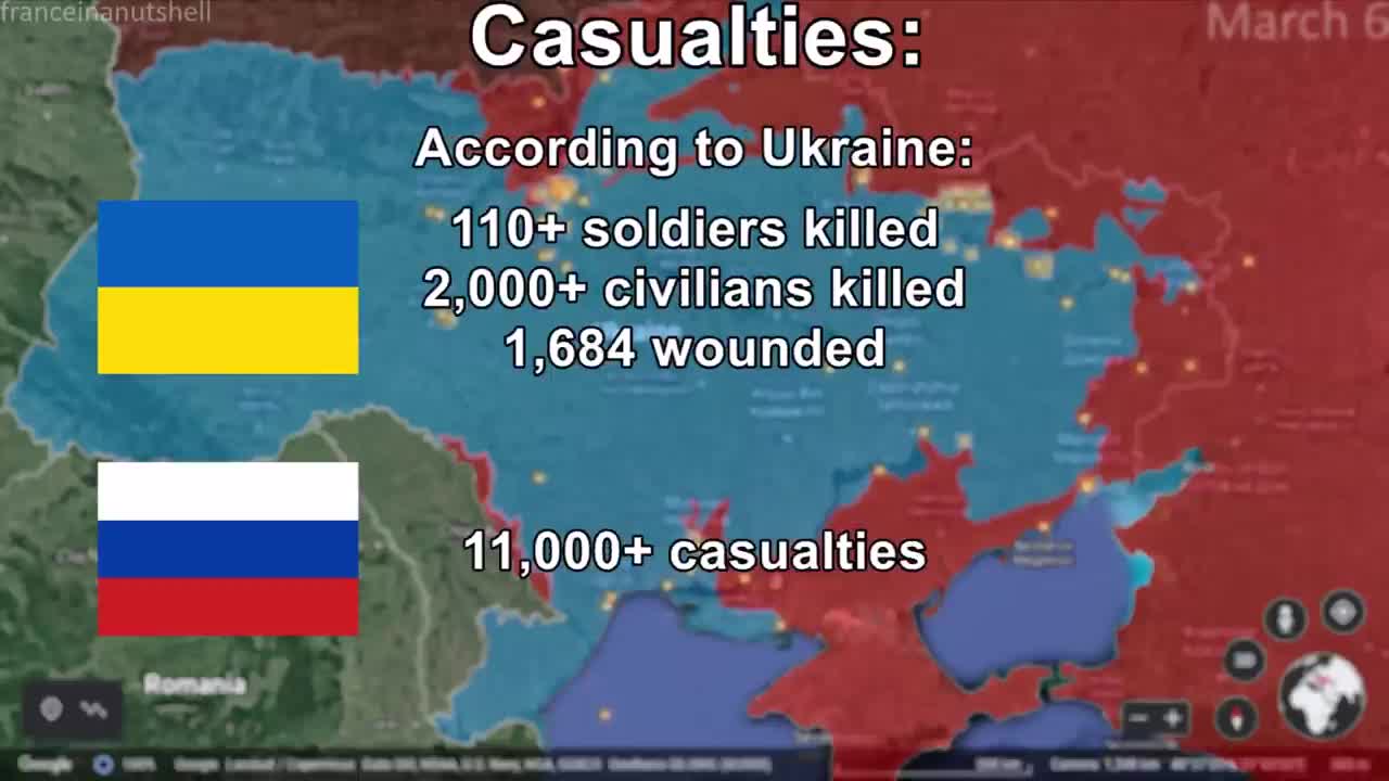 Russo-Ukrainian War 6th of March Mapped using Google Earth